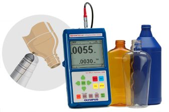 mesure automatique d'épaisseur de paroi de flacons flaconnage en plastique avec le magna mike 8500 de chez Olympus - magna mike 8500 de chez Olympus - magna mike 8500 de chez Olympus